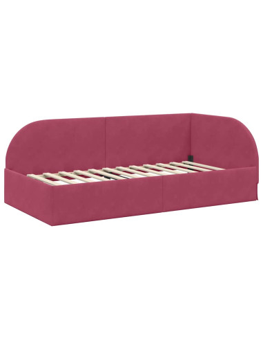Cornice del letto ad angolo Rosso vino 100 x 200 cm Velluto