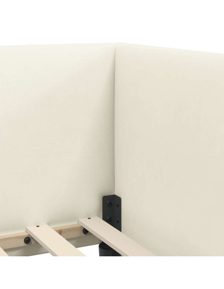 Cornice del letto ad angolo Crema 100 x 200 cm Velluto