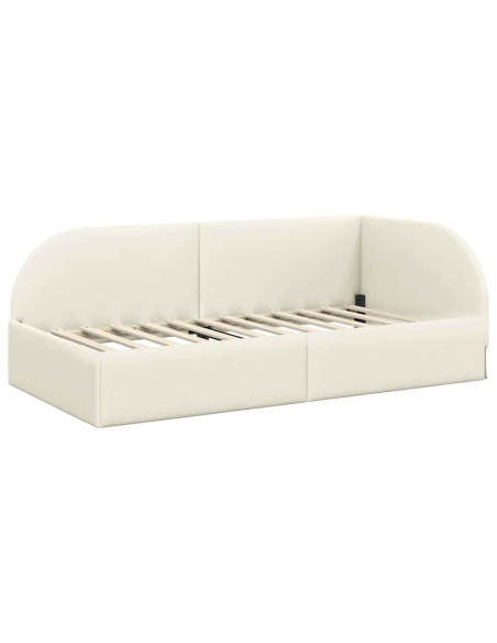Cornice del letto ad angolo Crema 100 cm x 200 cm Velluto