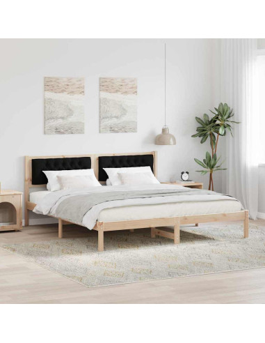 Struttura del letto con testiera Nero 160 x 200 cm Tessuto