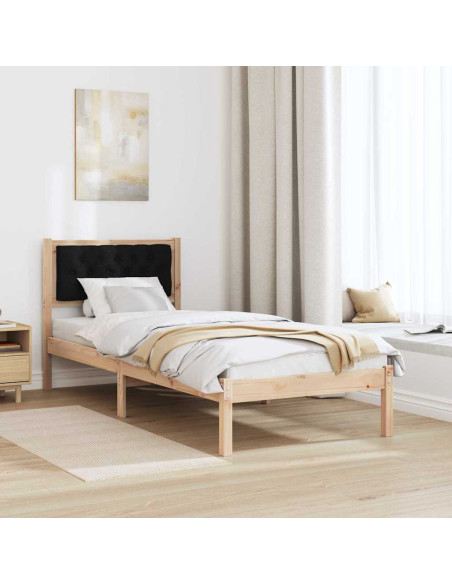 Struttura del letto con testiera Nero 75 x 190 cm Tessuto