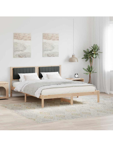 Letto con Testiera Rivestita Grigio scuro 160 x 200 cm