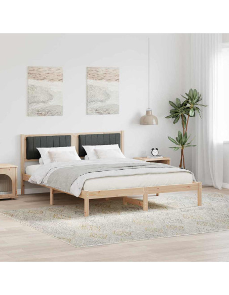 Letto con Testiera Rivestita Grigio scuro 160 x 200 cm