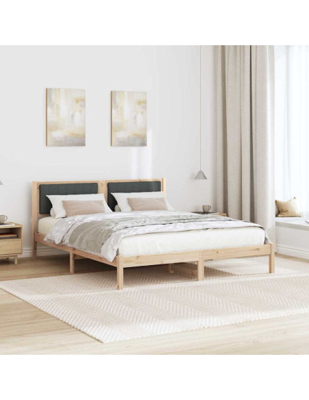 Letto con Testiera Rivestita Grigio scuro 160 x 200 cm