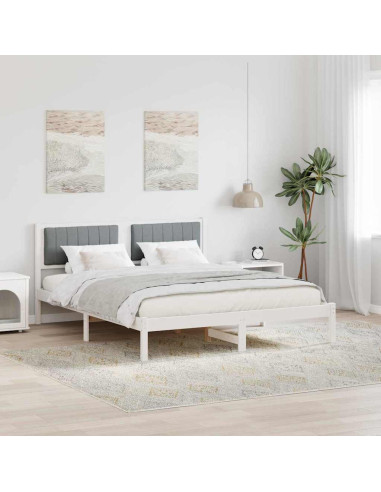 Letto con Testiera Rivestita Grigio chiaro 160 x 200 cm
