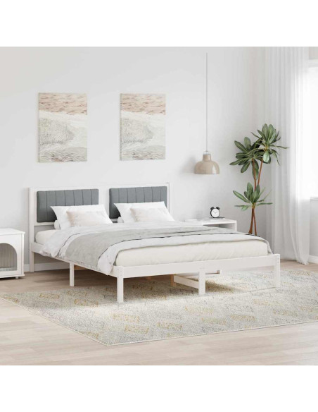 Letto con Testiera Rivestita Grigio chiaro 160 x 200 cm