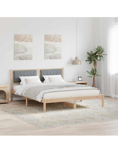 Letto con Testiera Rivestita Grigio chiaro 150 x 200 cm