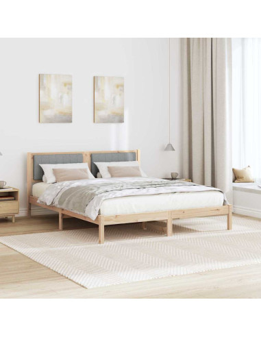 Letto con Testiera Rivestita Grigio chiaro 150 x 200 cm