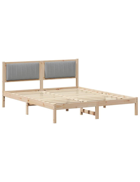 Letto con Testiera Rivestita Grigio chiaro 150 x 200 cm