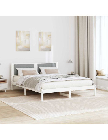 Letto con Testiera Rivestita Grigio chiaro 150 x 200 cm