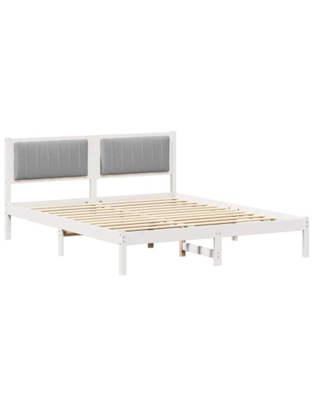 Letto con Testiera Rivestita Grigio chiaro 150 x 200 cm