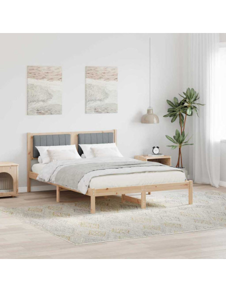 Letto con Testiera Rivestita Grigio chiaro 140 x 200 cm