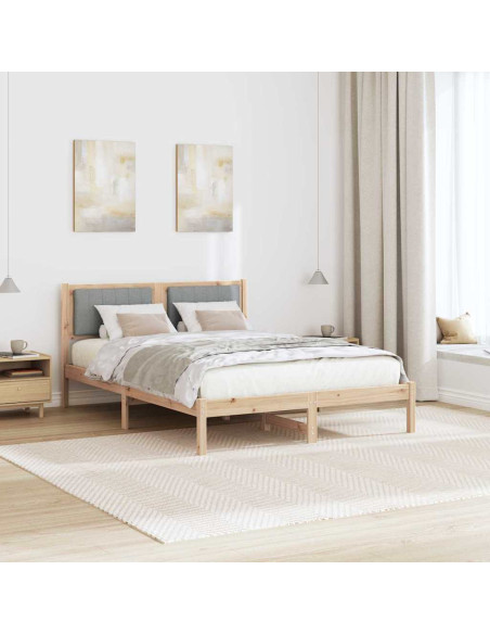 Letto con Testiera Rivestita Grigio chiaro 140 x 200 cm