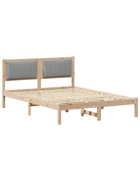 Letto con Testiera Rivestita Grigio chiaro 140 x 200 cm