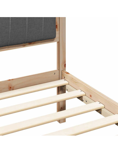 Letto con Testiera Rivestita Grigio scuro 140 x 200 cm