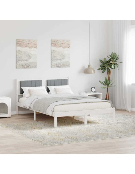 Letto con Testiera Rivestita Grigio chiaro 140 x 200 cm