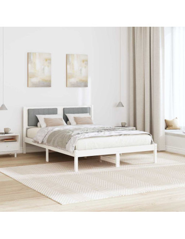 Letto con Testiera Rivestita Grigio chiaro 140 x 200 cm