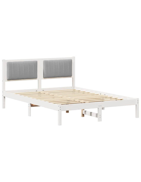 Letto con Testiera Rivestita Grigio chiaro 140 x 200 cm