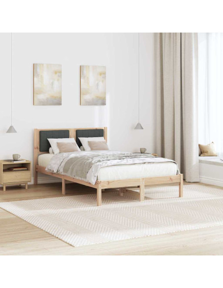 Letto con Testiera Rivestita Grigio scuro 120 x 200 cm