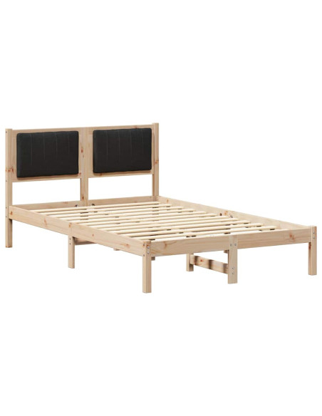 Letto con Testiera Rivestita Nero 120 x 200 cm Pino massello