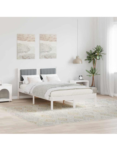 Letto con Testiera Rivestita Grigio chiaro 120 x 200 cm
