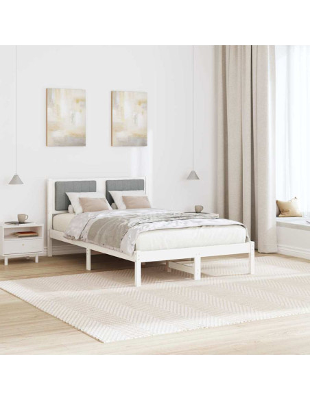 Letto con Testiera Rivestita Grigio chiaro 120 x 200 cm