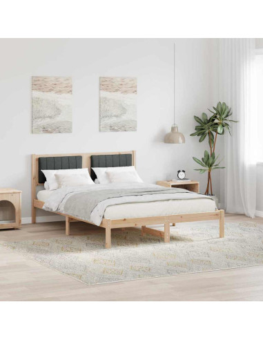 Letto con Testiera Rivestita Grigio scuro 140 x 190 cm