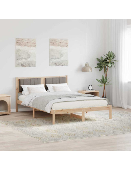 Letto con Testiera Rivestita Talpa 140 x 190 cm Pino massello