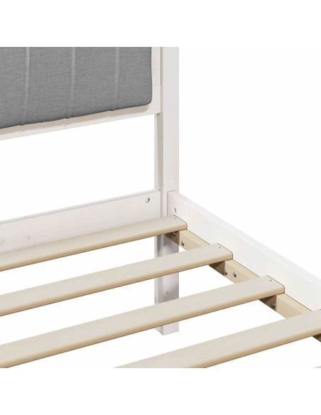 Letto con Testiera Rivestita Grigio chiaro 140 x 190 cm