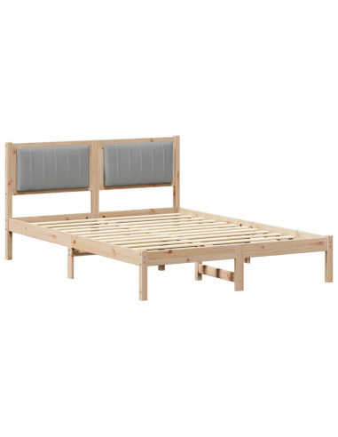 Letto con Testiera Rivestita Grigio chiaro 135 x 190 cm