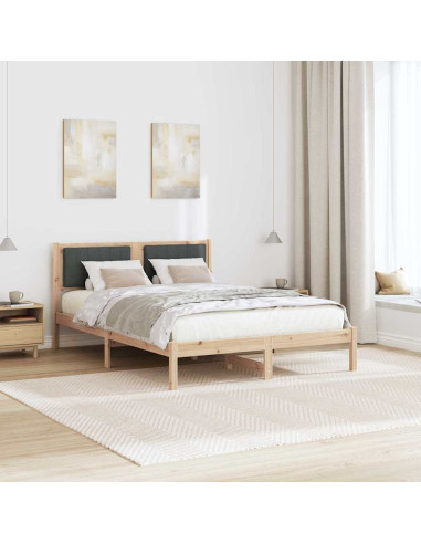 Letto con Testiera Rivestita Grigio scuro 135 x 190 cm