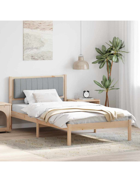 Letto con Testiera Rivestita Grigio chiaro 100 x 200 cm