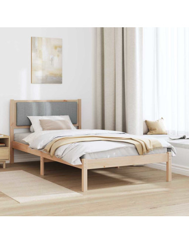 Letto con Testiera Rivestita Grigio chiaro 100 x 200 cm