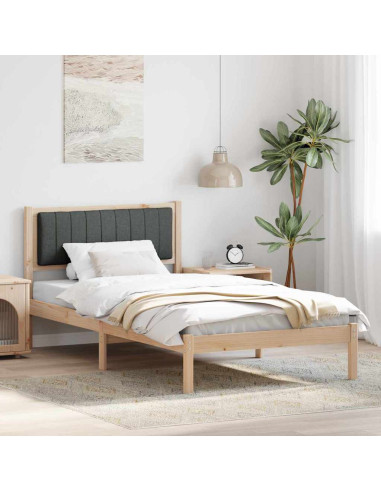 Letto con Testiera Rivestita Grigio scuro 100 x 200 cm