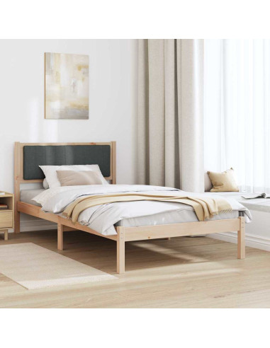 Letto con Testiera Rivestita Grigio scuro 100 x 200 cm