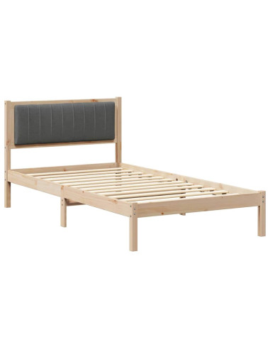 Letto con Testiera Rivestita Grigio scuro 100 x 200 cm