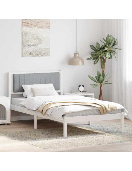 Letto con Testiera Rivestita Grigio chiaro 100 x 200 cm