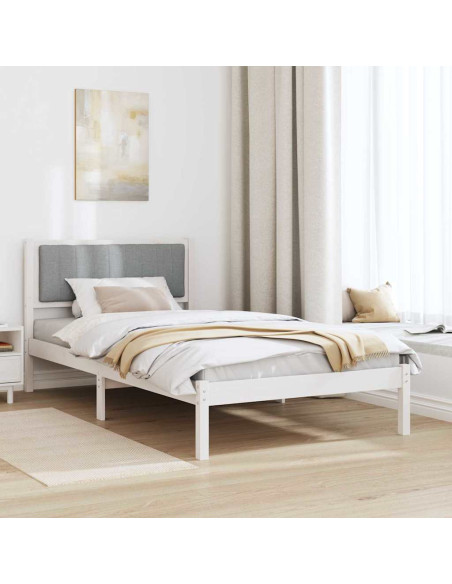 Letto con Testiera Rivestita Grigio chiaro 100 x 200 cm