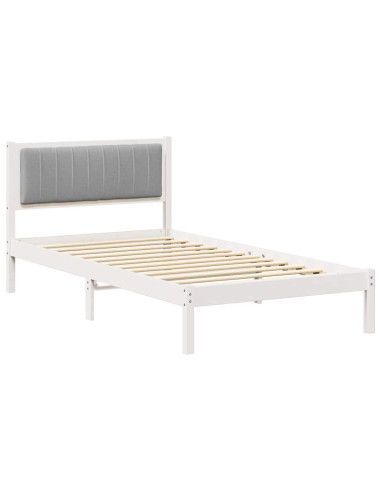 Letto con Testiera Rivestita Grigio chiaro 100 x 200 cm