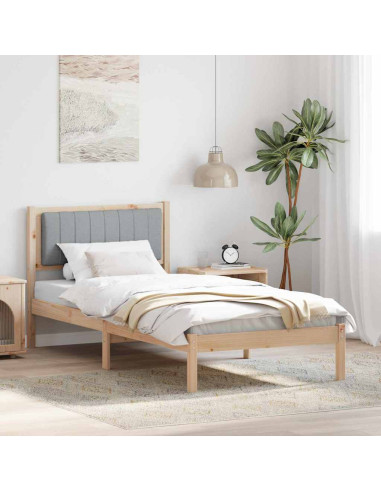 Letto con Testiera Rivestita Grigio chiaro 90 x 200 cm