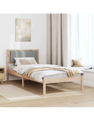 Letto con Testiera Rivestita Grigio chiaro 90 x 200 cm