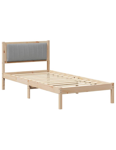 Letto con Testiera Rivestita Grigio chiaro 90 x 200 cm