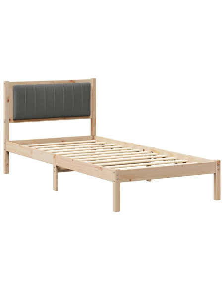 Letto con Testiera Rivestita Grigio scuro 90 x 200 cm