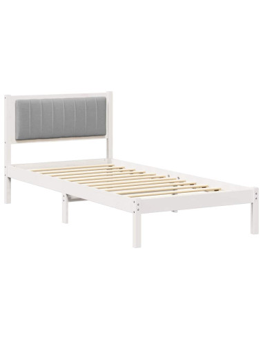 Letto con Testiera Rivestita Grigio chiaro 90 x 200 cm