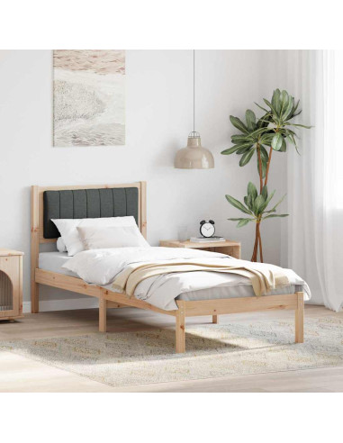 Letto con Testiera Rivestita Grigio scuro 80 x 200 cm