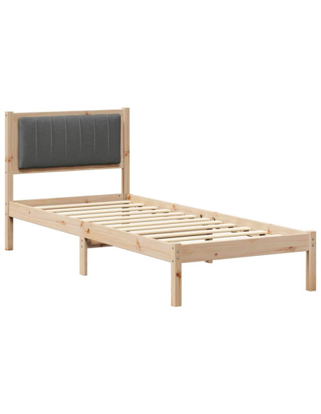 Letto con Testiera Rivestita Grigio scuro 80 x 200 cm