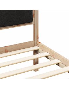 Letto con Testiera Rivestita Nero 80 x 200 cm Pino massello 2