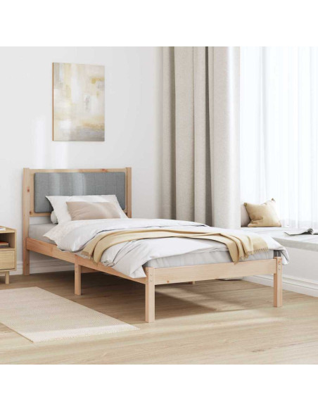 Letto con Testiera Rivestita Grigio chiaro 90 x 190 cm