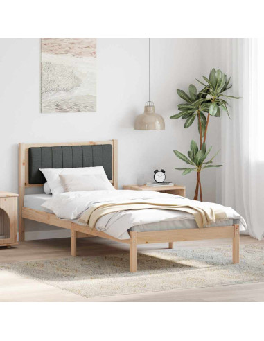 Letto con Testiera Rivestita Grigio scuro 90 x 190 cm