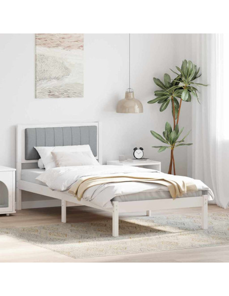 Letto con Testiera Rivestita Grigio chiaro 90 x 190 cm